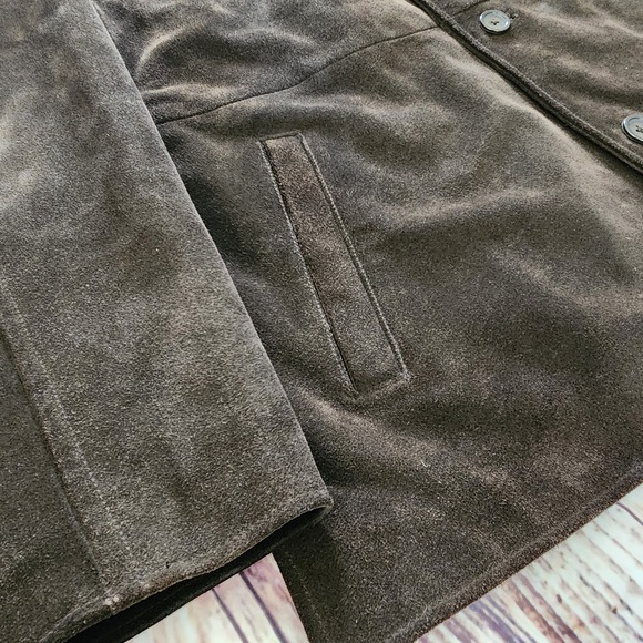 J.Crew Mens Brown Suede Leather Jacket L Preppy Outdoor Quilted Fall Coat Hiking - Picture 4 of 14